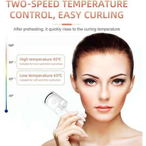 Heated eyelash curler, USB charging, 3 temperature modes, safe, long-lasting, fast 1