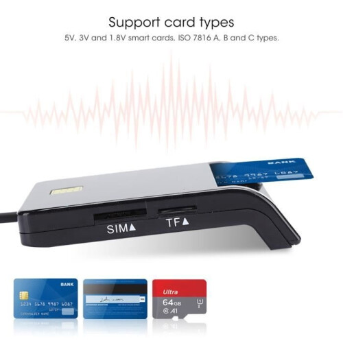 Dioche ID card reader, USB2.0 multi-function smart card reader for M2/MS/Bank/ID/SIM/Memory/ 1