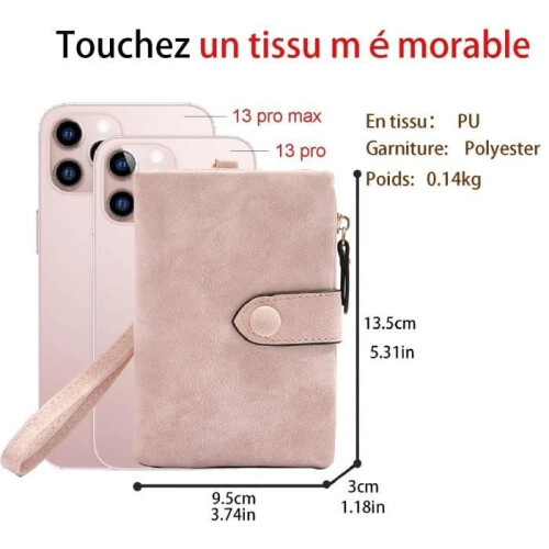 Wallet - Women's - PU Leather - Pink - Large Capacity - RFID Blocking - Zippered 1