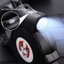 5M Retractable Dog Leash with Light, One-Button Stop/Lock, for Dogs and Cats up to 35 kg, Black