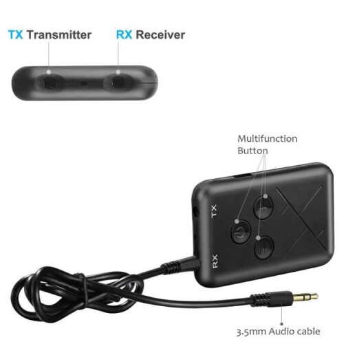 Bluetooth 4.2 Audio Transmitter/Receiver - 2 in 1 - Long Range - Rechargeable - Plug and Play 1