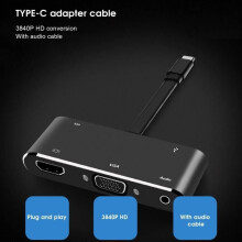 USB-C Type-C to HDMI VGA Converter Audio Cable Adapter Aluminum Alloy Electronic Supplies