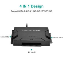 USB Hard Drive Adapter, USB 3.0 to IDE/SATA, 1m USB Cable for 2.5" and 3.5" IDE/SATA HDDs and SSDs, with External Power Adapter