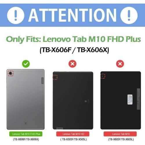 Lenovo Tab M10 Plus (TB-X606F-X) Protective Wallet Case - Shockproof Multifunctional Tablet Case - Red 1