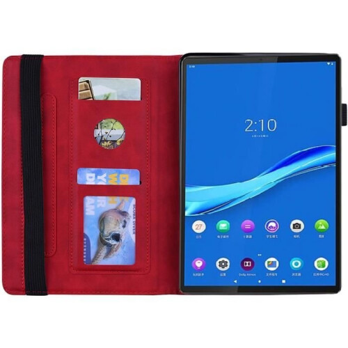 Lenovo Tab M10 Plus (TB-X606F-X) Protective Wallet Case - Shockproof Multifunctional Tablet Case - Red 2