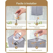 Juego de 2 lámparas de mesa táctiles con puertos USB-A y USB-C, bombillas LED E27 regulables incluidas, pantalla gris.