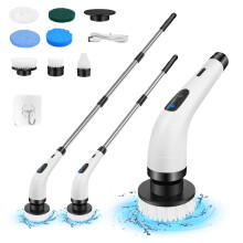 Electric Spin Scrubber, Waterproof Cordless Cleaning Brush, 7 Replaceable Cleaning Heads, 2 Speeds Cordless Shower Scrubber for Home/Sink/Tub/Tile