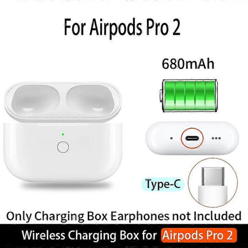 Συμβατή θήκη φόρτισης για AirPods Pro 2, θήκη ακουστικών Bluetooth 680mAh με φόρτιση USB-C, 2
