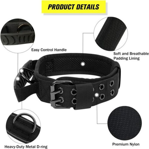 Tactical Dog Collar with Control Handle, Adjustable Padded Military Collar for Medium Dogs 2