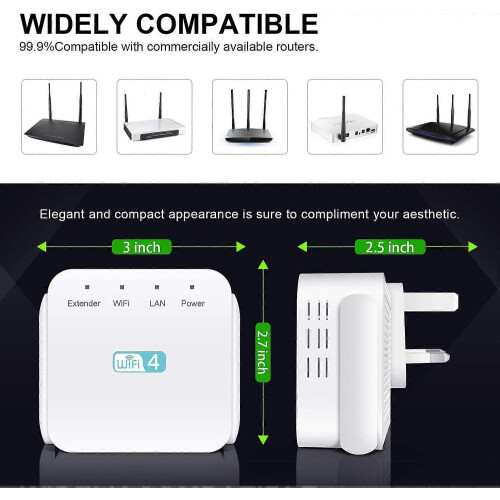 Ενισχυτής επέκτασης WiFi 300Mbps 2.4GHz υψηλής ταχύτητας με 2 κεραίες, Plug and Play 1