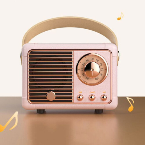 Enceinte Bluetooth rose rétro, mini portable avec support de carte TF, son clair et puissant 2