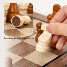 Juego de ajedrez y damas magnético de madera maciza, tablero plegable con almacenamiento, doble cara, para niños y adultos.