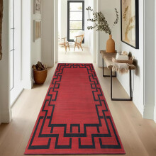 (60 x 220 cm- Printed Runner Rug, Red Black) Living Room Runner Rugs Printed Carpets Floor Mats