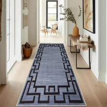 (60 x 220 cm- Printed Runner Rug, Grey Black) Living Room Runner Rugs Printed Carpets Floor Mats