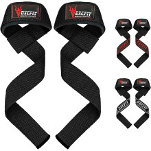 Weight Lifting Straps | Neoprene Padded Wrist Support | Strength Training | Deadlift Powerlifting Workout Lifting Grips | Gym Weightlifting (Black)