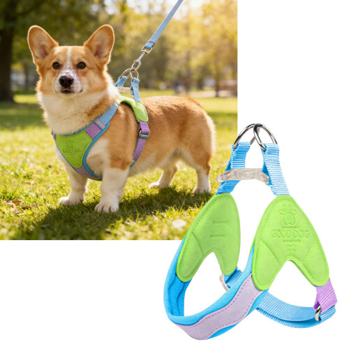 Soft Meshes Dog Harnesses Leashes Breathable-Emerald green S 2
