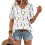 Women's  Short Sleeve Button-Down V-Neck Shirts-Sky Blue XL 2