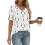 Women's  Short Sleeve Button-Down V-Neck Shirts-Sky Blue XL 3