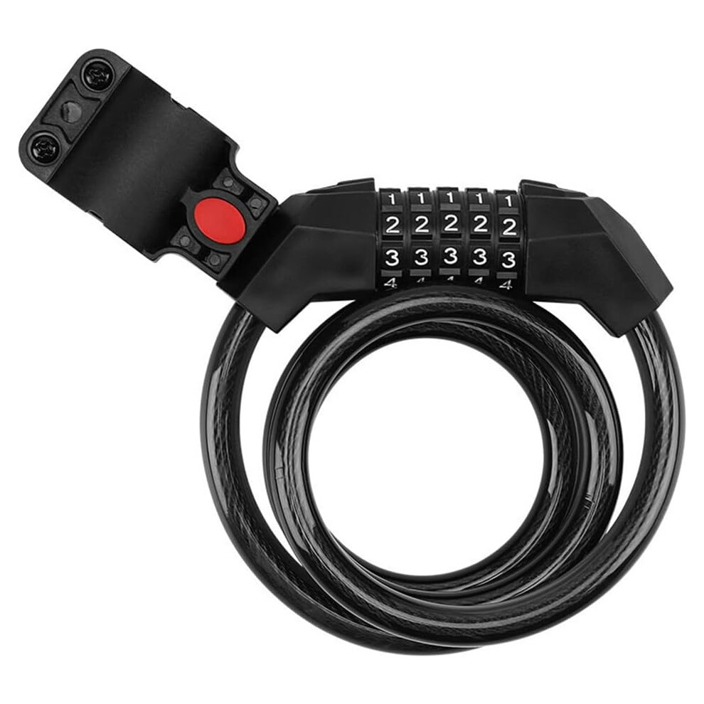 5-Digit Resettable Bike Lock Cable | Coiling Combination Cable Lock, 1.2M Anti-Theft Bicycle Security Lock (Black) 8901124856547