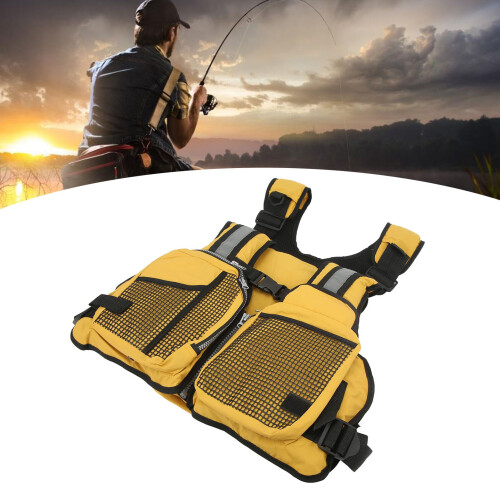 Fishing Vest with Adjustable Straps Yellow 1