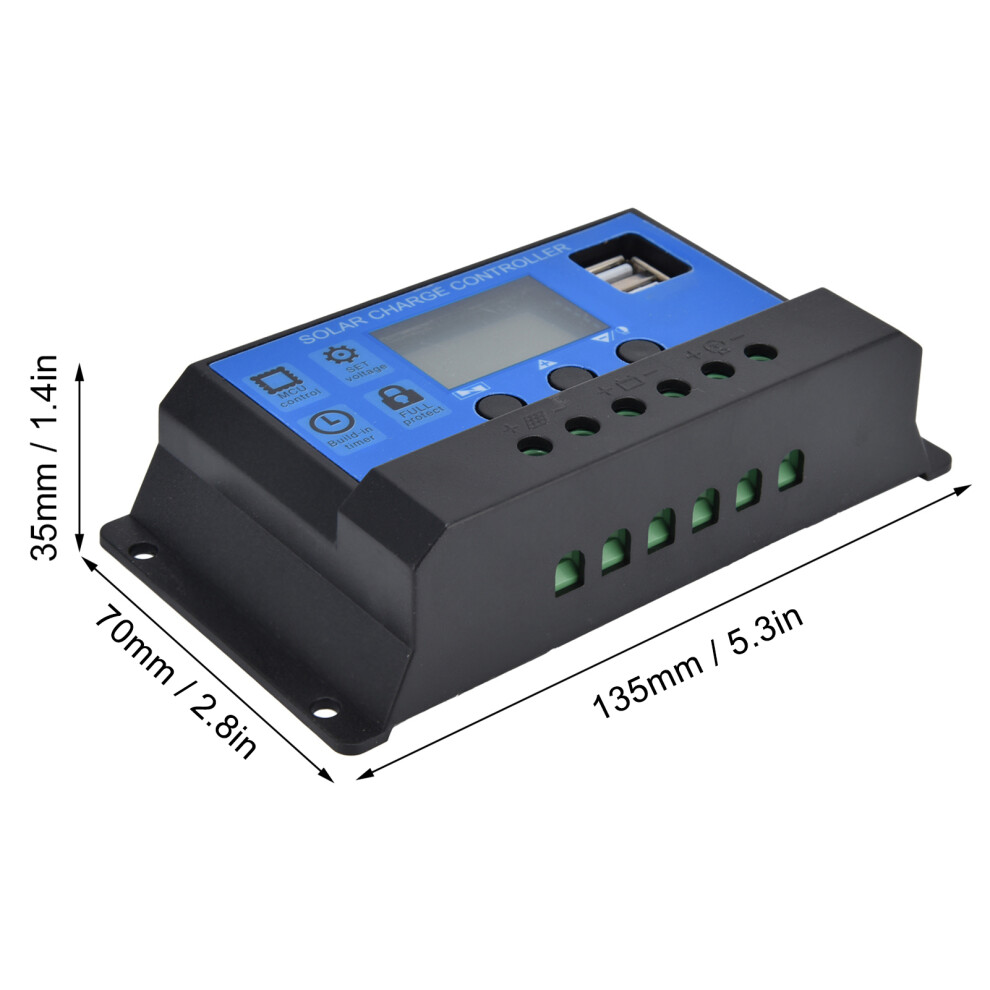 Solar Charge Controller LCD 12V 24V 30A Dual USB