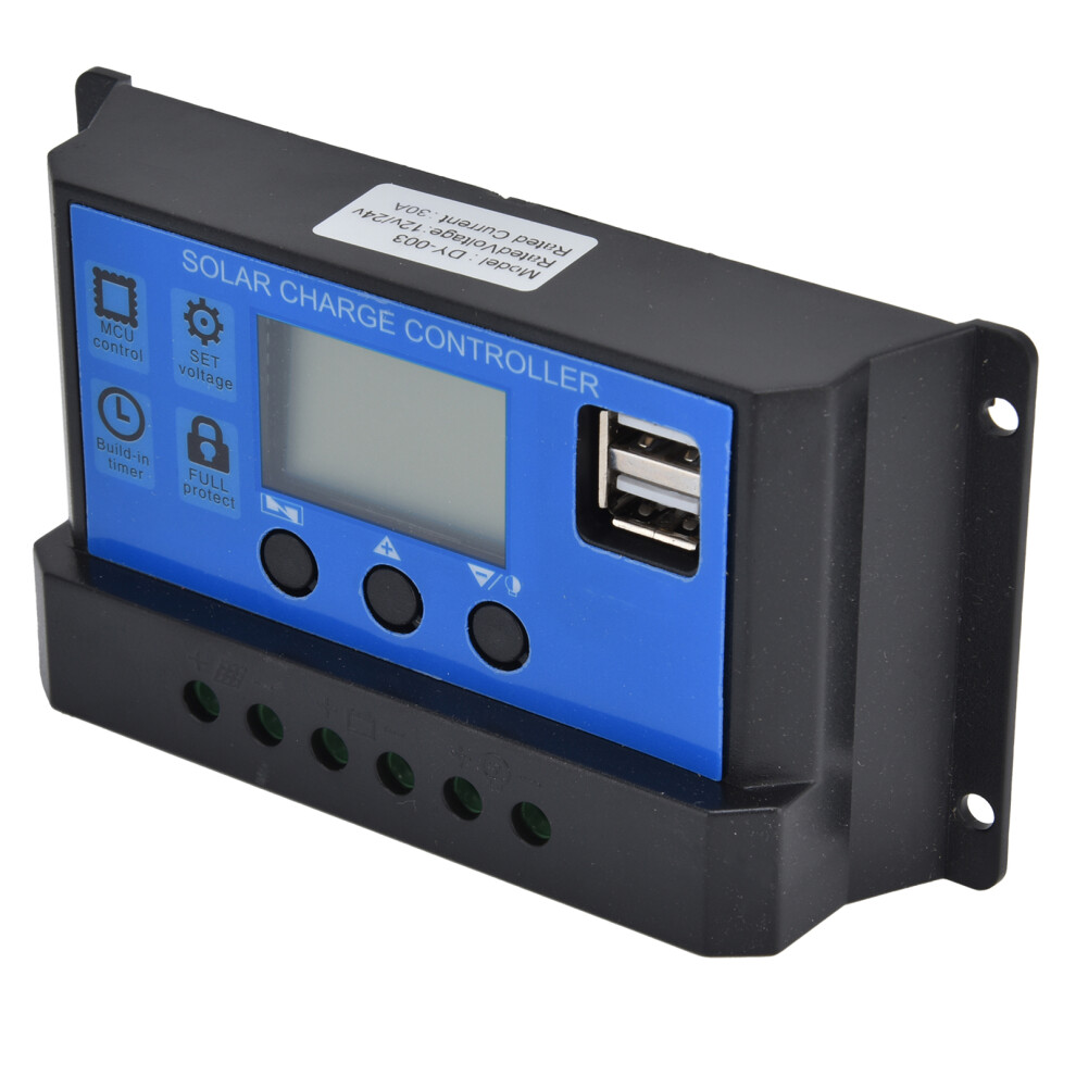 Solar Power Controller LCD Screen Dual USB 30A