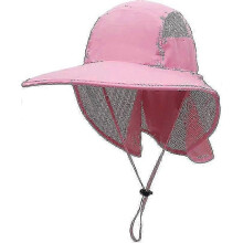(Pink) Sun Hat, Men, Women, UPF 50+ Outdoor UV Summer Cap with Neck Protection, Hiking, Fishing Hat, Beach Foldable