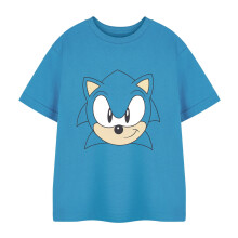 (11-12 Years, Blue) Sonic The Hedgehog Boys Face T-Shirt