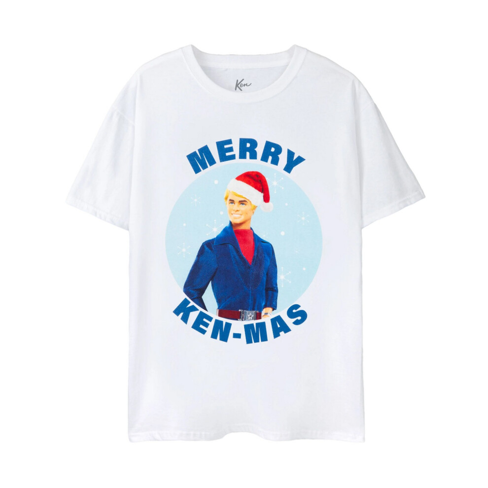 Barbie (M, ) Mens Merry Kenmas T-Shirt White