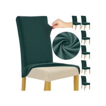 Lot de 6 housses de chaise extensibles vert bouteille, 65 x 40 x 35 cm, pour chaises de salle à manger, en tissu résistant.