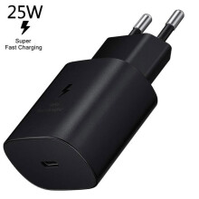 Chargeur USB-C 25 W à charge rapide adaptative, adaptateur mural compact noir