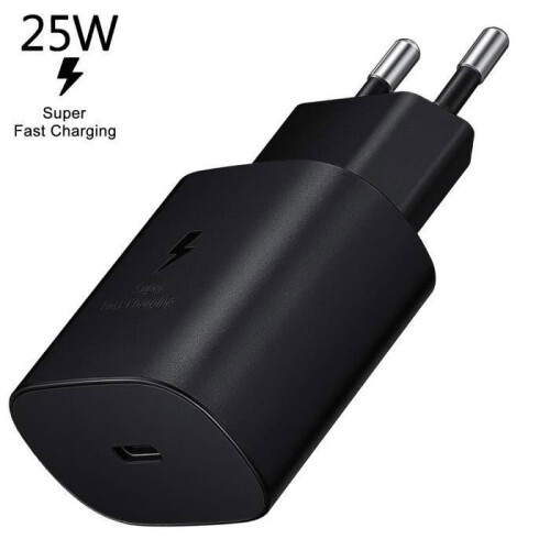 Chargeur USB-C 25 W à charge rapide adaptative, adaptateur mural compact noir