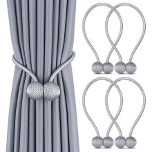 Ensemble de 4 embrasses magnétiques tissées grises pour rideaux de maison, décoration élégante