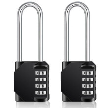 Cadenas à combinaison à 4 chiffres pour portail extérieur et abri de jardin, grand modèle noir, lot de 2