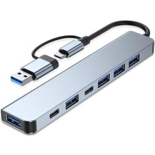 Hub USB-C 7 en 1 avec ports USB 3.0 et USB 2.0, adaptateur multiport compact pour ordinateur portable et tablette