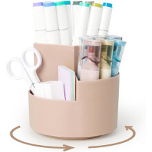 Porte-stylo de bureau rotatif, grande capacité de rangement pour crayons, rose