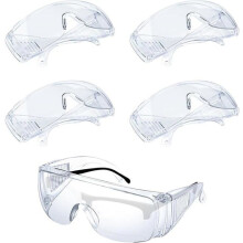Lot de 5 paires de lunettes de sécurité à verres transparents, protection chimique, antibuée, anti-rayures, maintien optimal pour le travail.