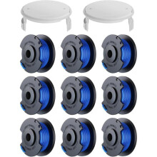Lot de 11 bobines de rechange pour fil de coupe-bordures, diamètre 1,6 mm, longueur 30,17 m, comprenant 9 bobines de fil et 2 couvercles.