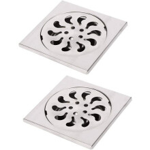 Lot de 2 filtres à cheveux carrés en acier inoxydable pour siphon de douche, 90 x 90 x 30 mm, argentés, pour salle de bain.
