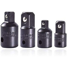 Ensemble de 4 adaptateurs pour clé à cliquet : douilles hexagonales 1/4", 3/8" et 1/2" avec connecteur.