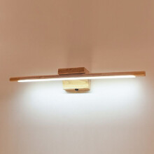Applique murale moderne pour miroir de salle de bain, lampe de coiffeuse LED en bois avec interrupteur, étanche IP44, 60 cm, lumière chaude 3000K
