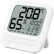 Réveil numérique LCD avec affichage de la température et de l'humidité, horloge de bureau électronique pour chambre et salon