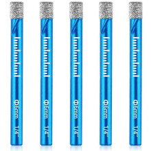 Jeu de 5 forets diamantés brasés sous vide de 6 mm pour carrelage, scie cloche à perçage rapide pour céramique et porcelaine