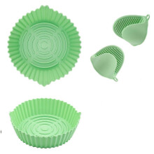 22cm Air Fryer Oven Silicone Baking Pan Heat Resistant Foldable Round Cake Mold with Hand Clamps (BP