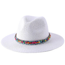 (56-58cm, Ivory) 2023 Summer Hat For Women Men Wide Brim Panama Sun Straw Hats Travel Beach Jazz Fedora Hat