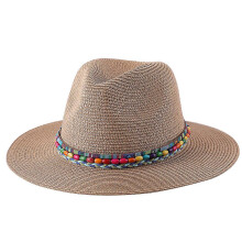 (56-58cm, Khaki) 2023 Summer Hat For Women Men Wide Brim Panama Sun Straw Hats Travel Beach Jazz Fedora Hat