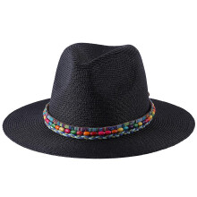 (56-58cm, Black) 2023 Summer Hat For Women Men Wide Brim Panama Sun Straw Hats Travel Beach Jazz Fedora Hat