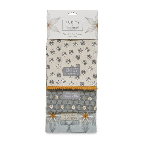 Cooksmart Purity Tea Towel 3pk