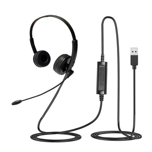 Computer Headset with Microphone Corded USB Headset for Laptop