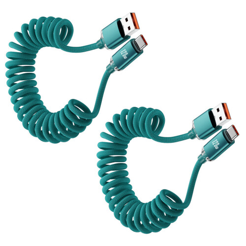 Strong Built USB A to USB C Power Cable 120W with-green 2m